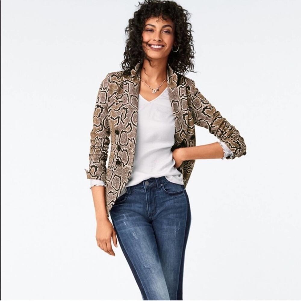 Cabi Double Breasted Python Blazer Size 6 - image 5
